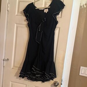 Cinq à Sept Navy Dress with Ruffle Hem